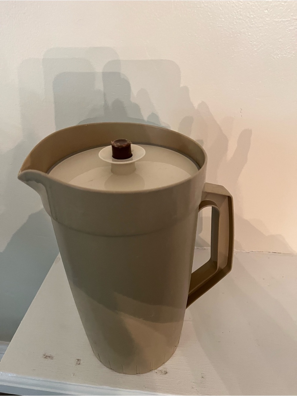 Vintage Tupperware Tan Pitcher with Lid